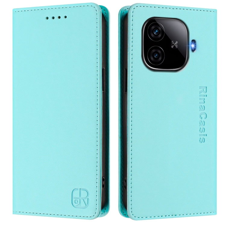 For vivo iQOO Z9 5G / Z9 Turbo 5G RC01 Dual-Folded Magnetic Suction RFID Leather Phone Case