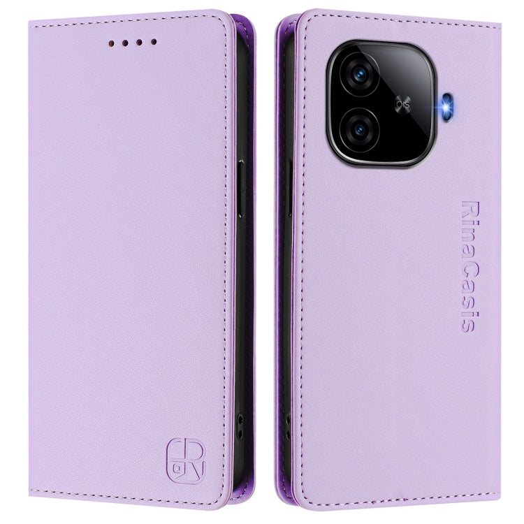 For vivo iQOO Z9 5G / Z9 Turbo 5G RC01 Dual-Folded Magnetic Suction RFID Leather Phone Case