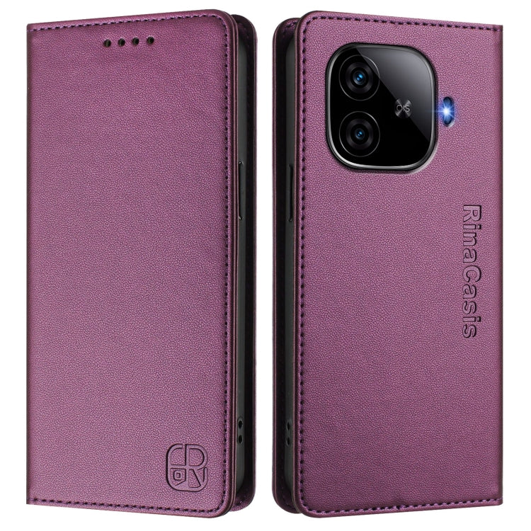 For vivo iQOO Z9 5G / Z9 Turbo 5G RC01 Dual-Folded Magnetic Suction RFID Leather Phone Case