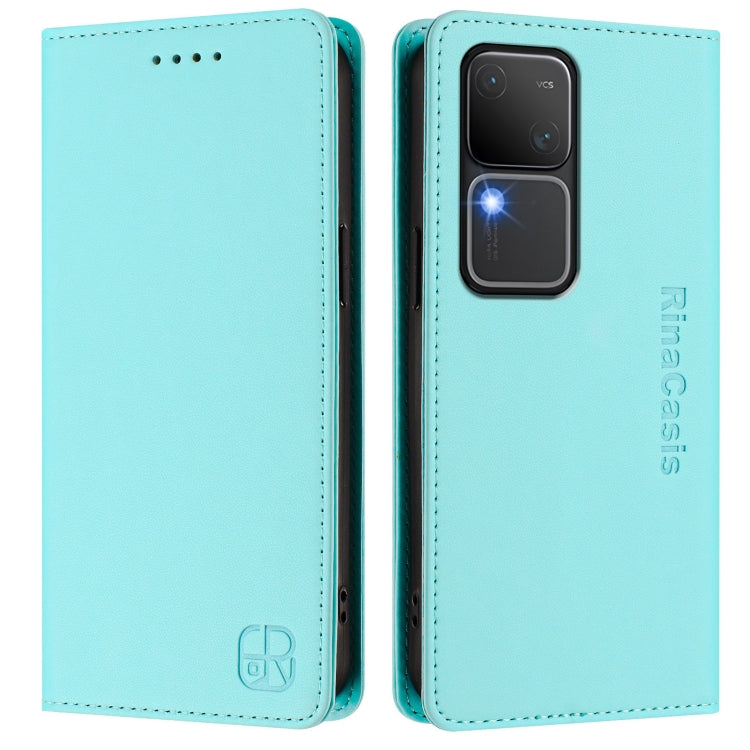 For vivo V30 5G / V30 Pro Global RC01 Dual-Folded Magnetic Suction RFID Leather Phone Case