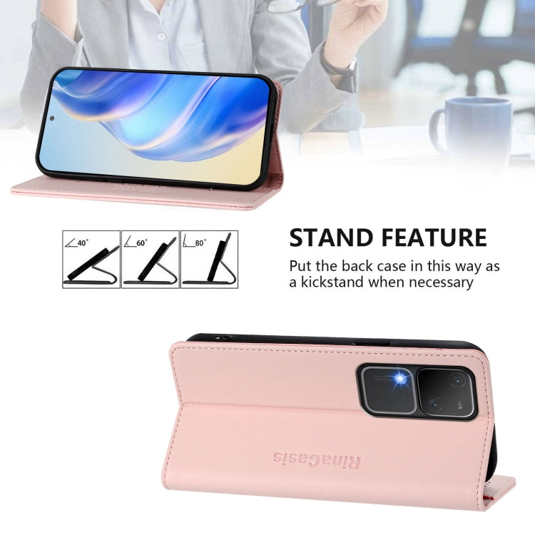For vivo V30 5G / V30 Pro Global RC01 Dual-Folded Magnetic Suction RFID Leather Phone Case