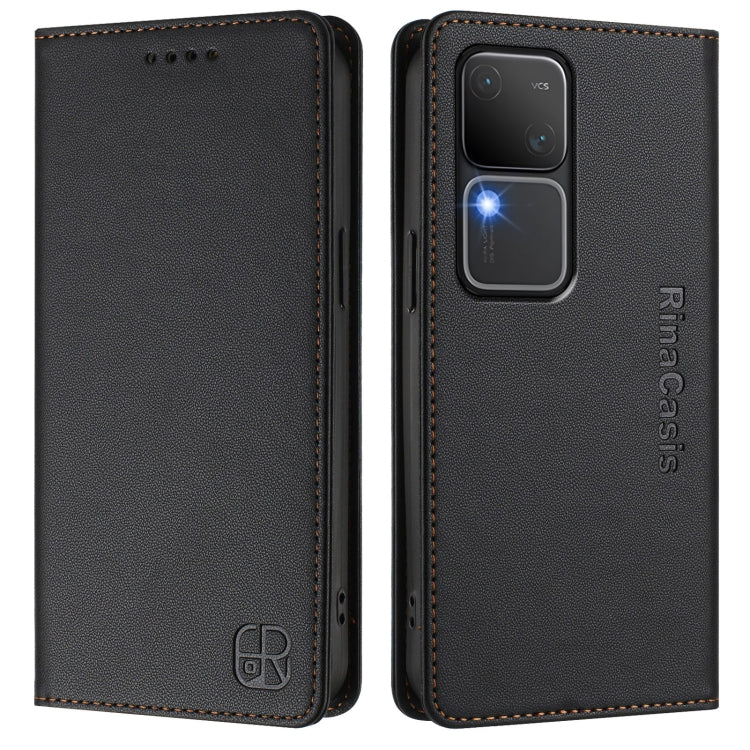 For vivo V30 5G / V30 Pro Global RC01 Dual-Folded Magnetic Suction RFID Leather Phone Case