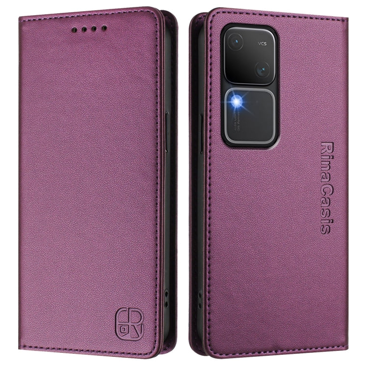 For vivo V30 5G / V30 Pro Global RC01 Dual-Folded Magnetic Suction RFID Leather Phone Case