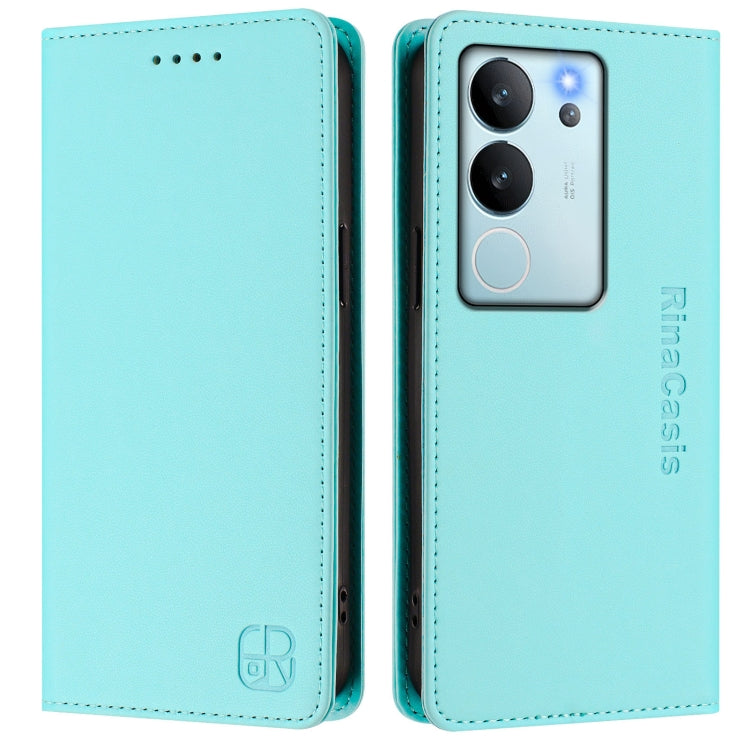 For vivo V29e 5G / Y200 5G Global RC01 Dual-Folded Magnetic Suction RFID Leather Phone Case