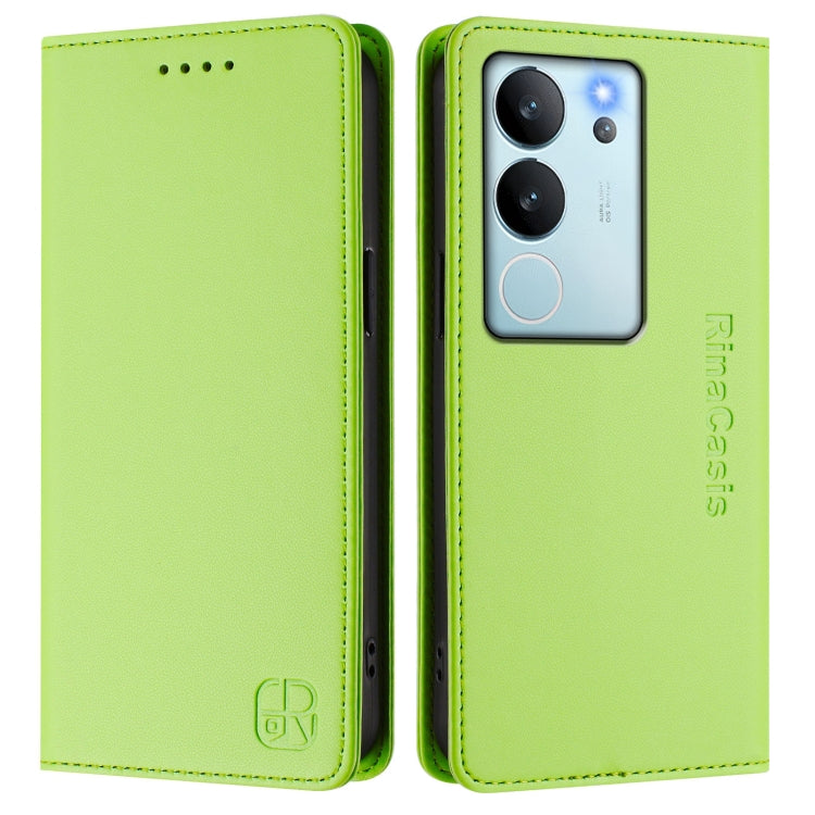 For vivo V29e 5G / Y200 5G Global RC01 Dual-Folded Magnetic Suction RFID Leather Phone Case