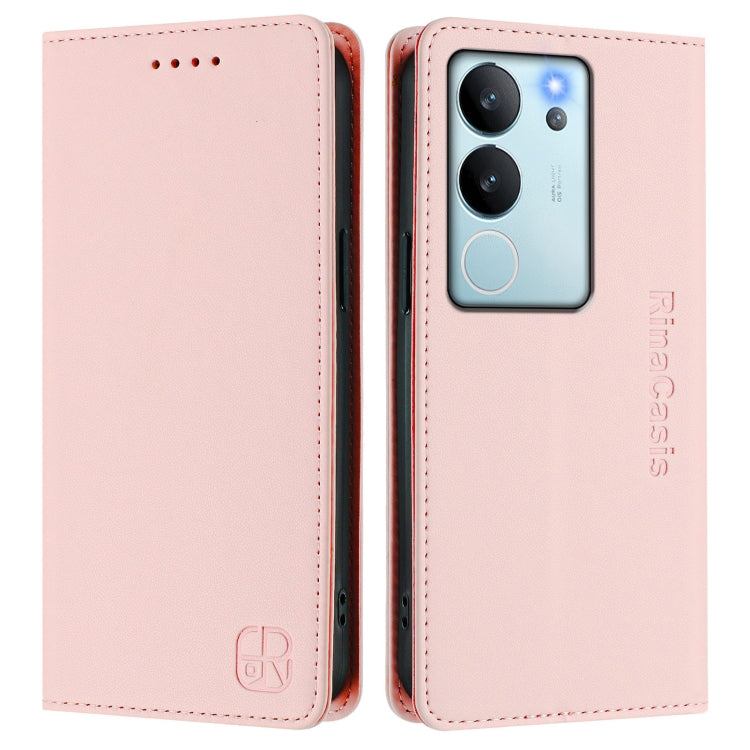 For vivo V29e 5G / Y200 5G Global RC01 Dual-Folded Magnetic Suction RFID Leather Phone Case