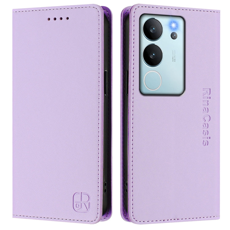 For vivo V29e 5G / Y200 5G Global RC01 Dual-Folded Magnetic Suction RFID Leather Phone Case