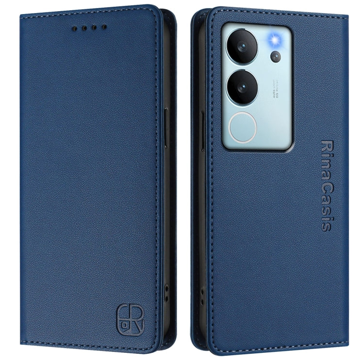 For vivo V29e 5G / Y200 5G Global RC01 Dual-Folded Magnetic Suction RFID Leather Phone Case