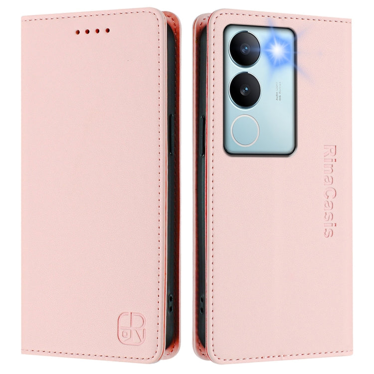 For vivo V29 5G Global / V29 Pro RC01 Dual-Folded Magnetic Suction RFID Leather Phone Case
