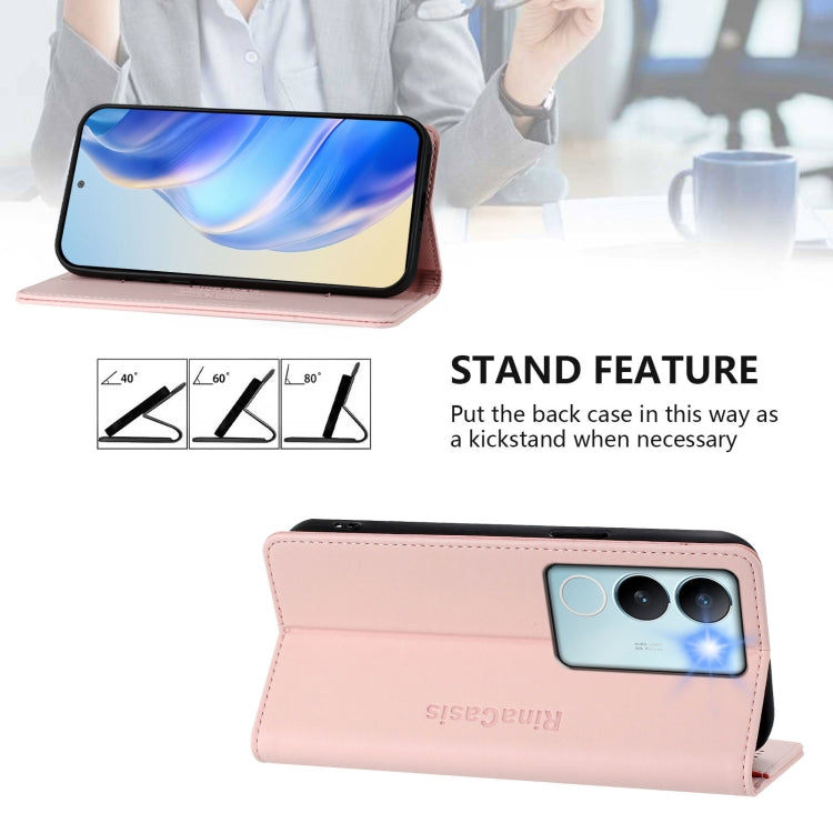 For vivo V29 5G Global / V29 Pro RC01 Dual-Folded Magnetic Suction RFID Leather Phone Case