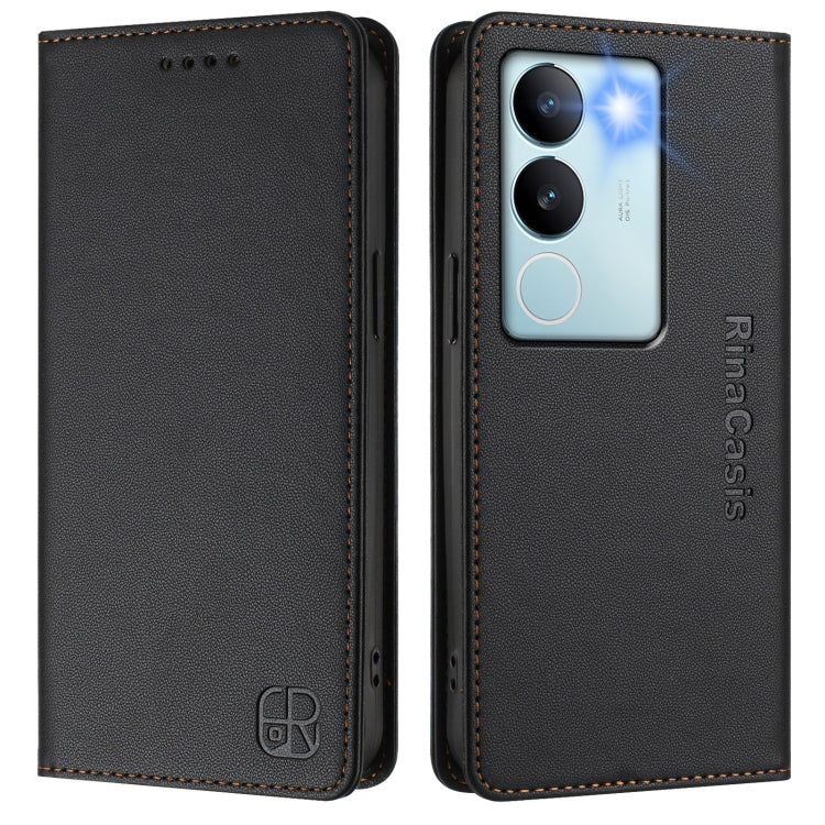 For vivo V29 5G Global / V29 Pro RC01 Dual-Folded Magnetic Suction RFID Leather Phone Case
