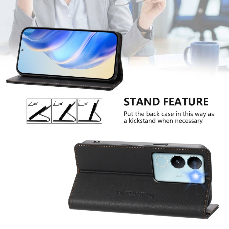 For vivo V29 5G Global / V29 Pro RC01 Dual-Folded Magnetic Suction RFID Leather Phone Case
