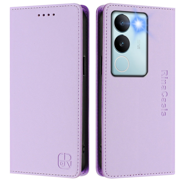 For vivo V29 5G Global / V29 Pro RC01 Dual-Folded Magnetic Suction RFID Leather Phone Case