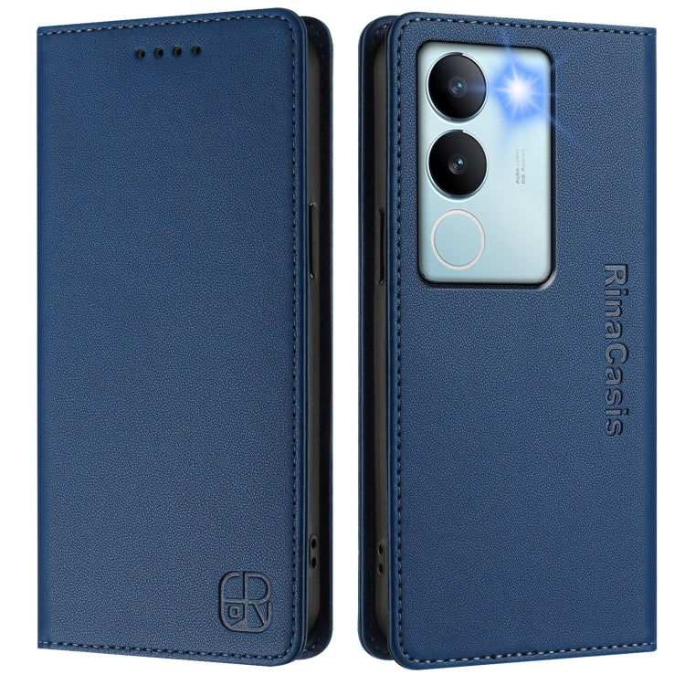 For vivo V29 5G Global / V29 Pro RC01 Dual-Folded Magnetic Suction RFID Leather Phone Case