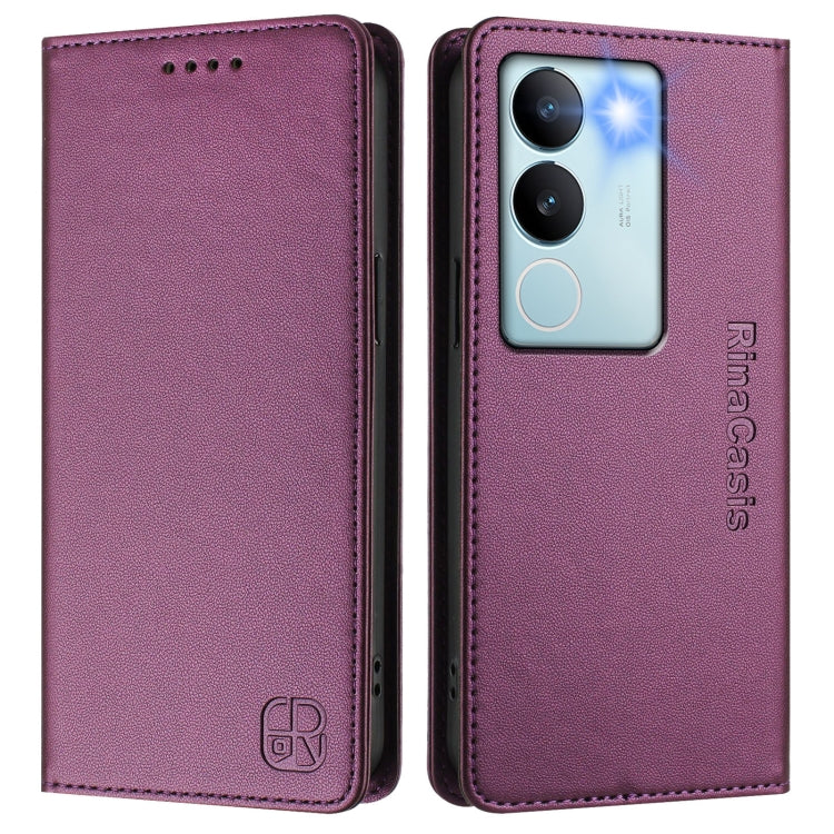 For vivo V29 5G Global / V29 Pro RC01 Dual-Folded Magnetic Suction RFID Leather Phone Case