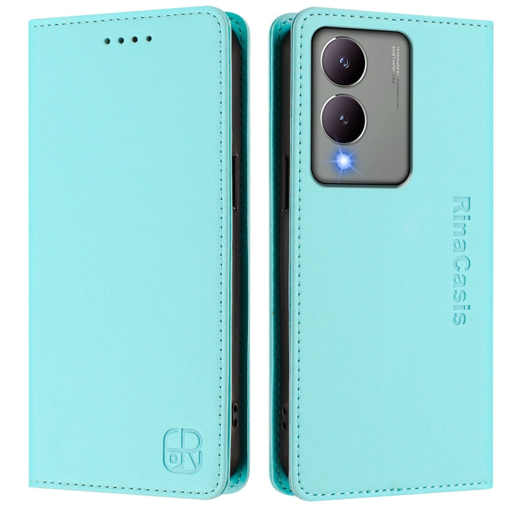 For vivo Y17s 4G Global / 5G India RC01 Dual-Folded Magnetic Suction RFID Leather Phone Case