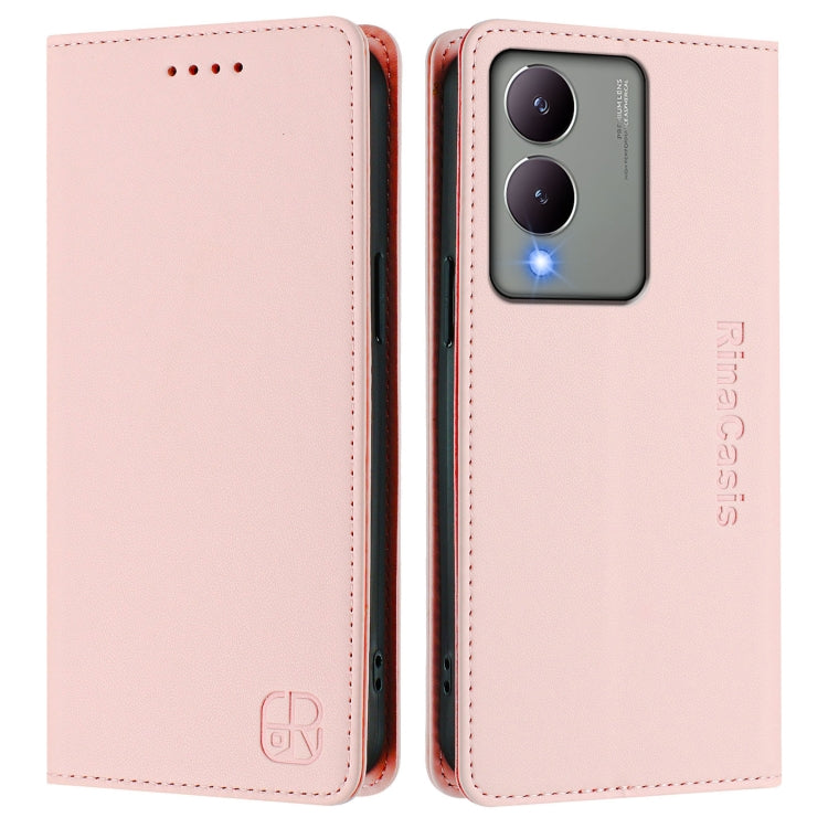 For vivo Y17s 4G Global / 5G India RC01 Dual-Folded Magnetic Suction RFID Leather Phone Case