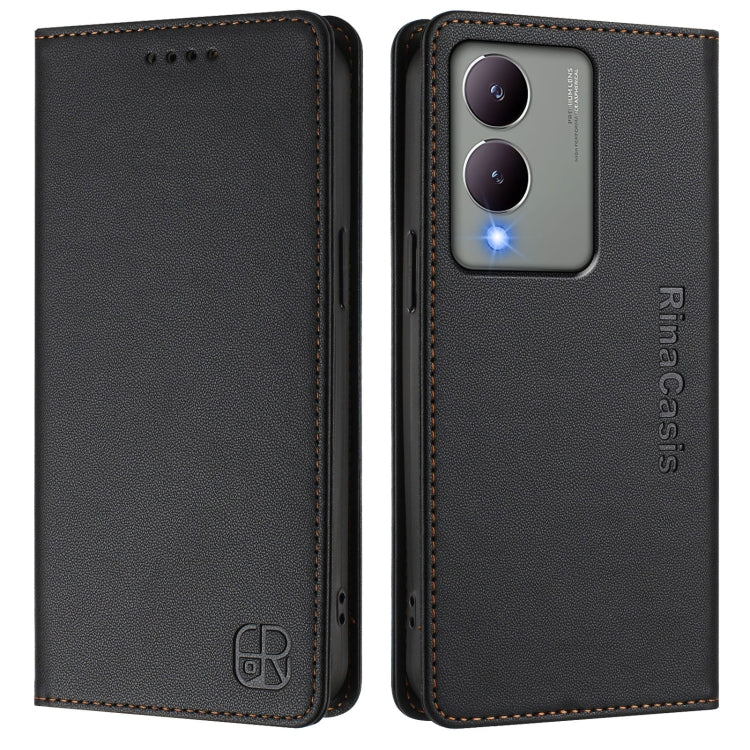 For vivo Y17s 4G Global / 5G India RC01 Dual-Folded Magnetic Suction RFID Leather Phone Case