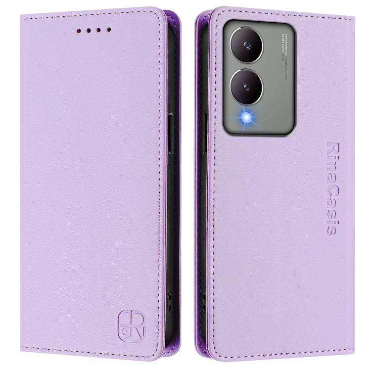 For vivo Y17s 4G Global / 5G India RC01 Dual-Folded Magnetic Suction RFID Leather Phone Case