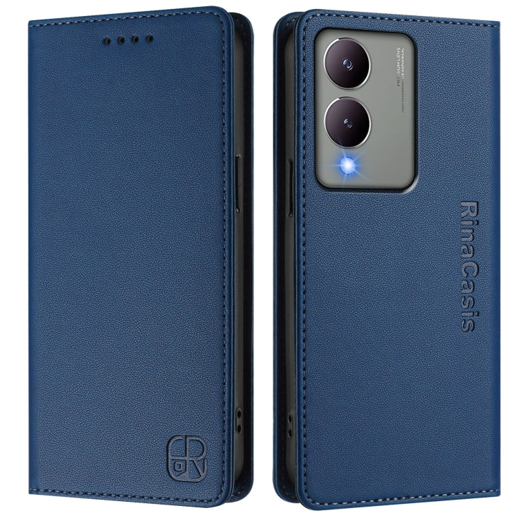 For vivo Y17s 4G Global / 5G India RC01 Dual-Folded Magnetic Suction RFID Leather Phone Case