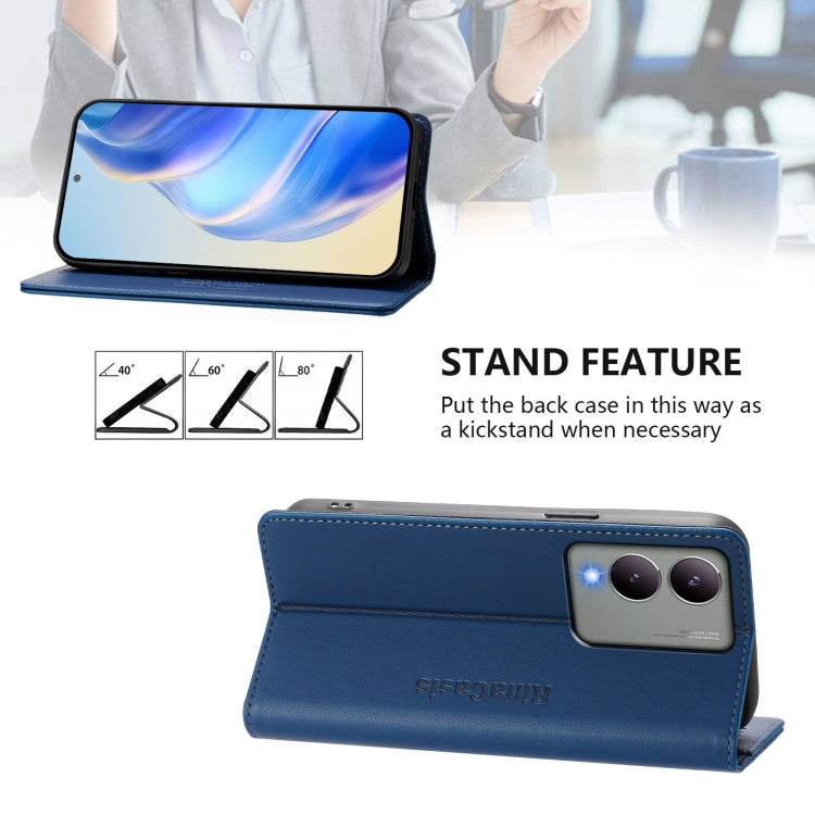 For vivo Y17s 4G Global / 5G India RC01 Dual-Folded Magnetic Suction RFID Leather Phone Case