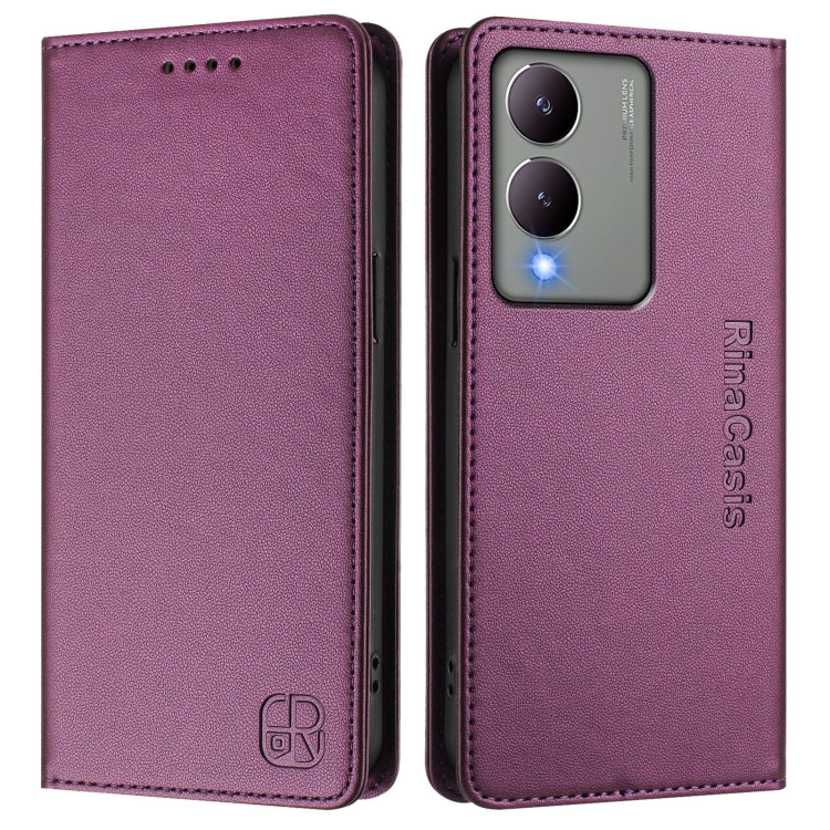 For vivo Y17s 4G Global / 5G India RC01 Dual-Folded Magnetic Suction RFID Leather Phone Case