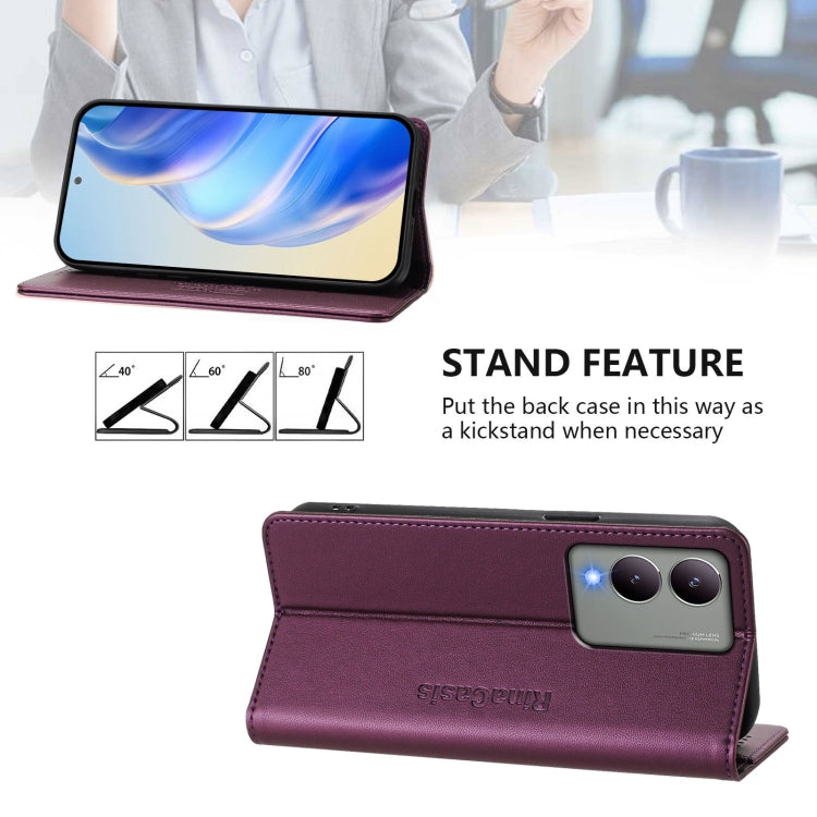 For vivo Y17s 4G Global / 5G India RC01 Dual-Folded Magnetic Suction RFID Leather Phone Case