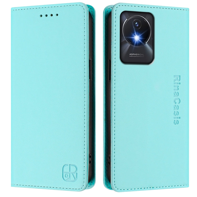For vivo Y02A 4G / Y02 4G / Y11 2023 RC01 Dual-Folded Magnetic Suction RFID Leather Phone Case