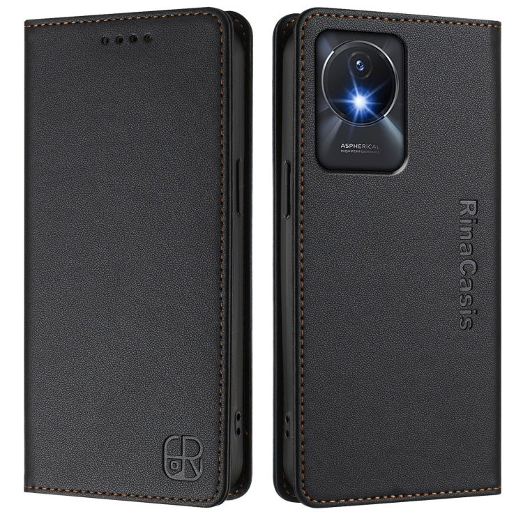 For vivo Y02A 4G / Y02 4G / Y11 2023 RC01 Dual-Folded Magnetic Suction RFID Leather Phone Case