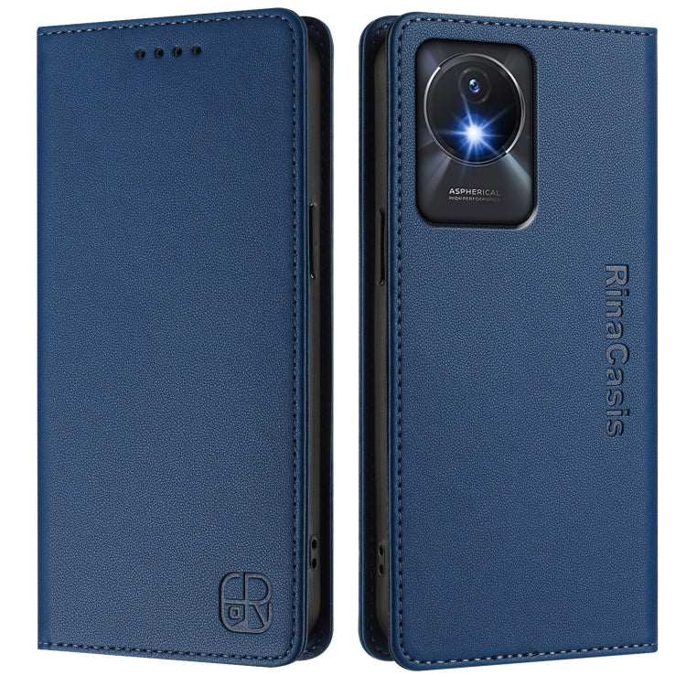 For vivo Y02A 4G / Y02 4G / Y11 2023 RC01 Dual-Folded Magnetic Suction RFID Leather Phone Case