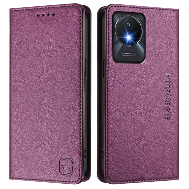 For vivo Y02A 4G / Y02 4G / Y11 2023 RC01 Dual-Folded Magnetic Suction RFID Leather Phone Case