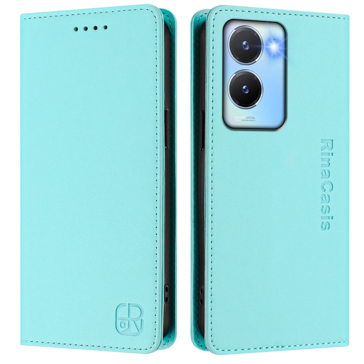 For vivo Y56 5G / Y16 / Y02s 4G Global RC01 Dual-Folded Magnetic Suction RFID Leather Phone Case
