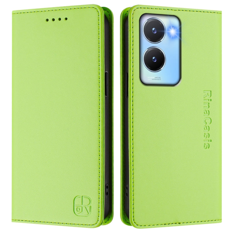 For vivo Y56 5G / Y16 / Y02s 4G Global RC01 Dual-Folded Magnetic Suction RFID Leather Phone Case