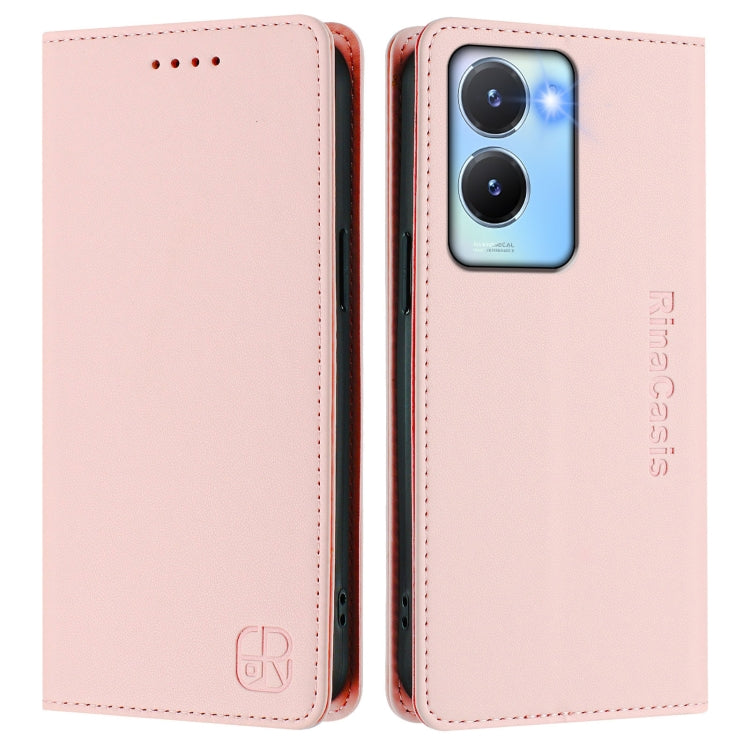 For vivo Y56 5G / Y16 / Y02s 4G Global RC01 Dual-Folded Magnetic Suction RFID Leather Phone Case