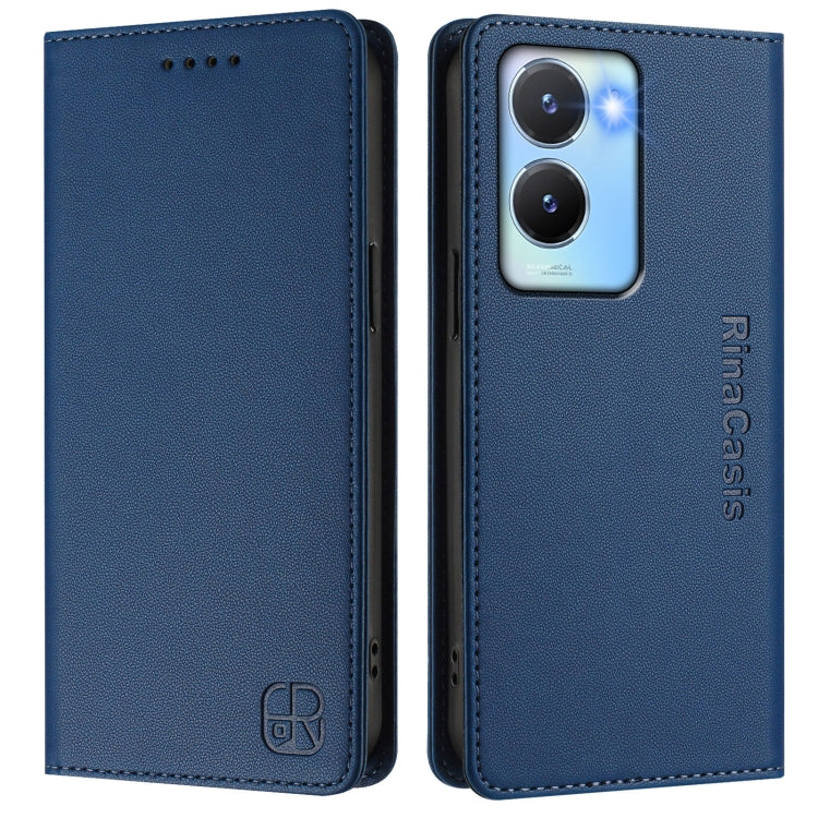 For vivo Y56 5G / Y16 / Y02s 4G Global RC01 Dual-Folded Magnetic Suction RFID Leather Phone Case