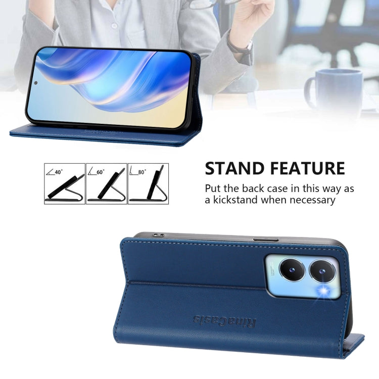 For vivo Y56 5G / Y16 / Y02s 4G Global RC01 Dual-Folded Magnetic Suction RFID Leather Phone Case