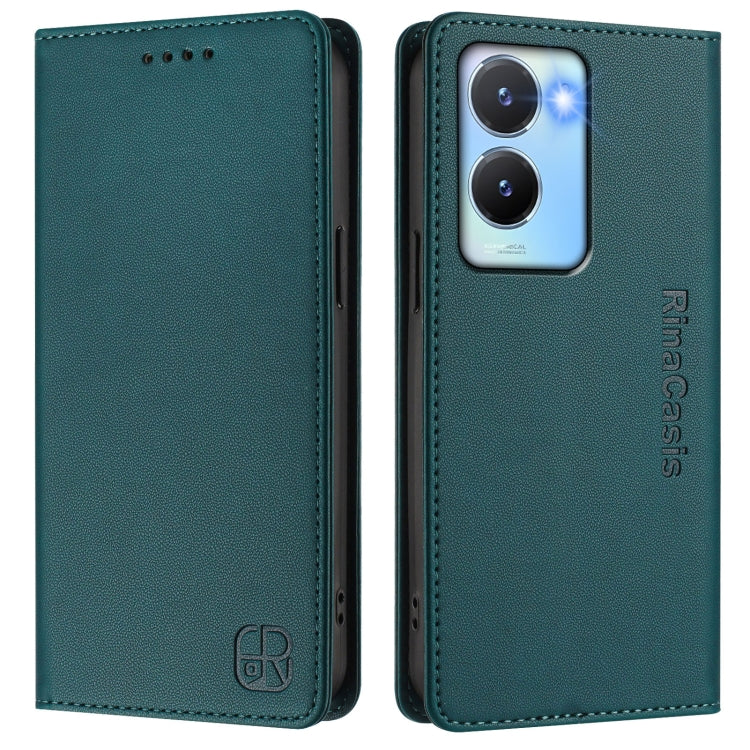 For vivo Y56 5G / Y16 / Y02s 4G Global RC01 Dual-Folded Magnetic Suction RFID Leather Phone Case