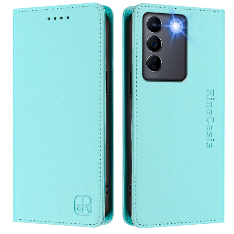 For vivo V27 5G / V27 Pro Global RC01 Dual-Folded Magnetic Suction RFID Leather Phone Case
