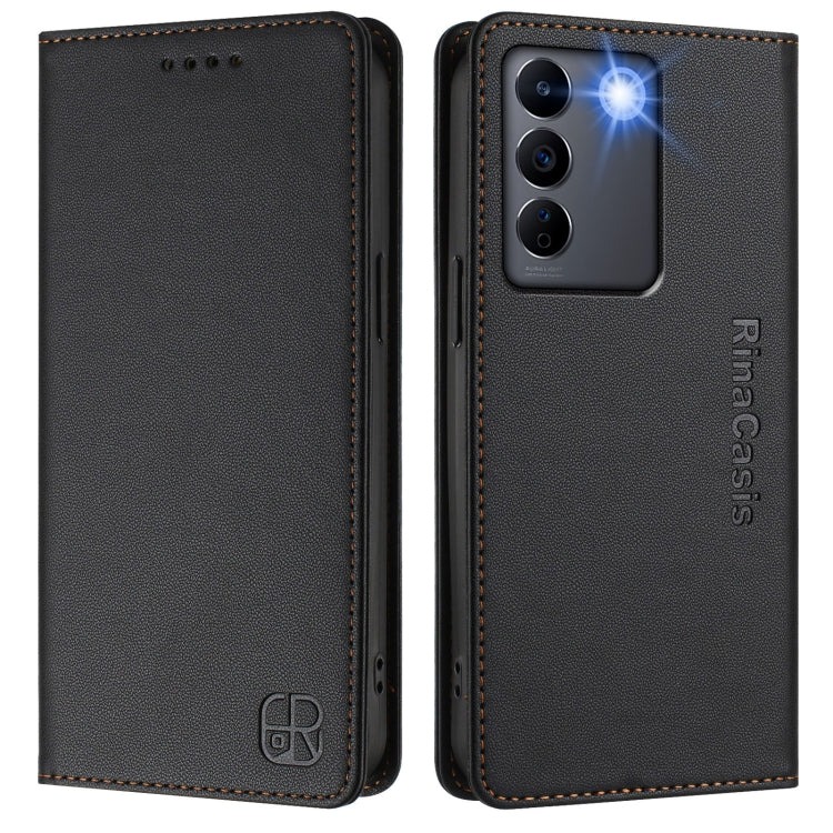 For vivo V27 5G / V27 Pro Global RC01 Dual-Folded Magnetic Suction RFID Leather Phone Case
