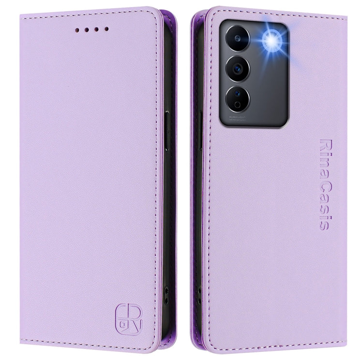For vivo V27 5G / V27 Pro Global RC01 Dual-Folded Magnetic Suction RFID Leather Phone Case