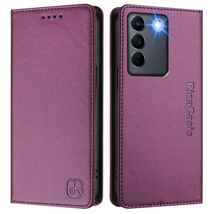 For vivo V27 5G / V27 Pro Global RC01 Dual-Folded Magnetic Suction RFID Leather Phone Case