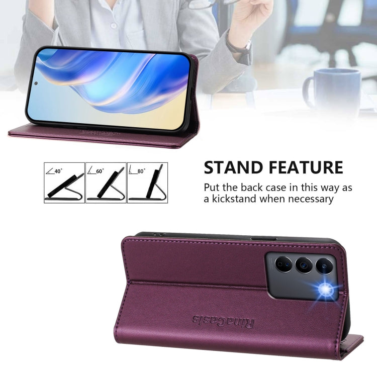 For vivo V27 5G / V27 Pro Global RC01 Dual-Folded Magnetic Suction RFID Leather Phone Case