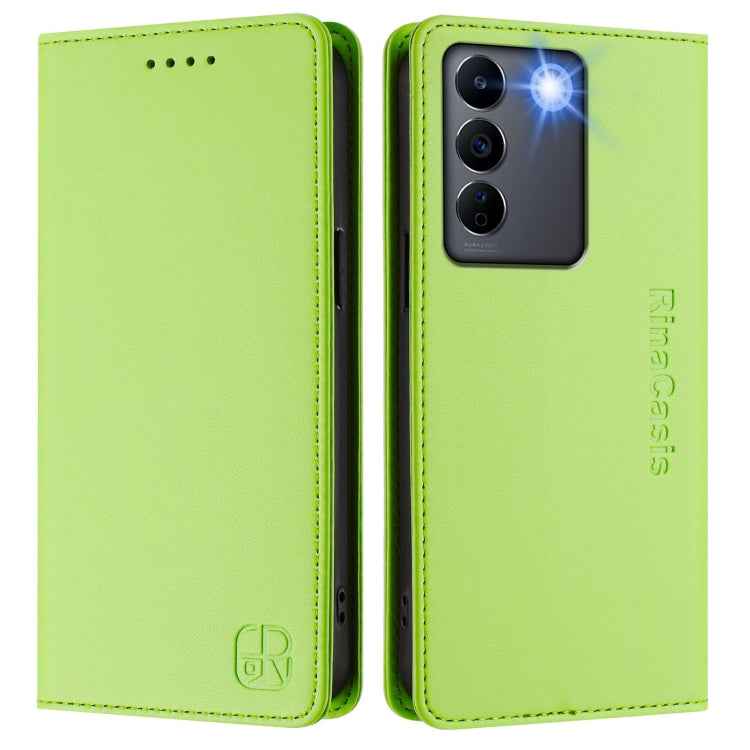 For vivo V27e 4G / T2 4G Global RC01 Dual-Folded Magnetic Suction RFID Leather Phone Case