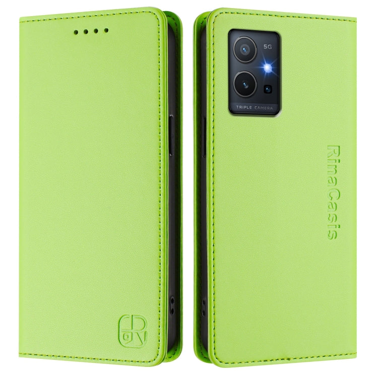 For vivo Y55s 2023 5G / iQOO U5e 5G RC01 Dual-Folded Magnetic Suction RFID Leather Phone Case