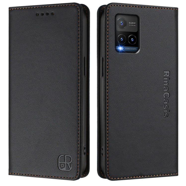 For vivo Y33s 4G Global / Y21T / Y21s RC01 Dual-Folded Magnetic Suction RFID Leather Phone Case