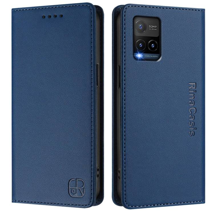 For vivo Y33s 4G Global / Y21T / Y21s RC01 Dual-Folded Magnetic Suction RFID Leather Phone Case