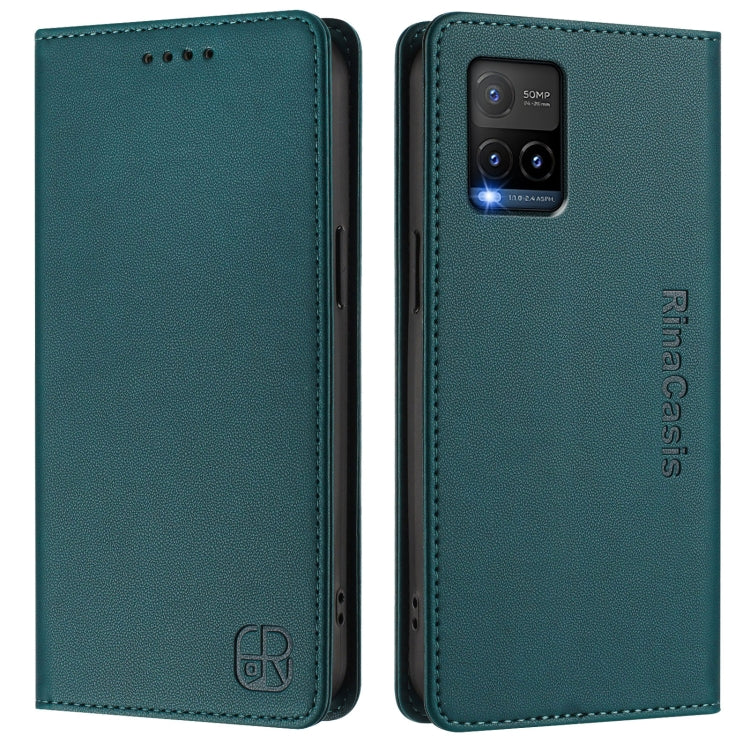 For vivo Y33s 4G Global / Y21T / Y21s RC01 Dual-Folded Magnetic Suction RFID Leather Phone Case