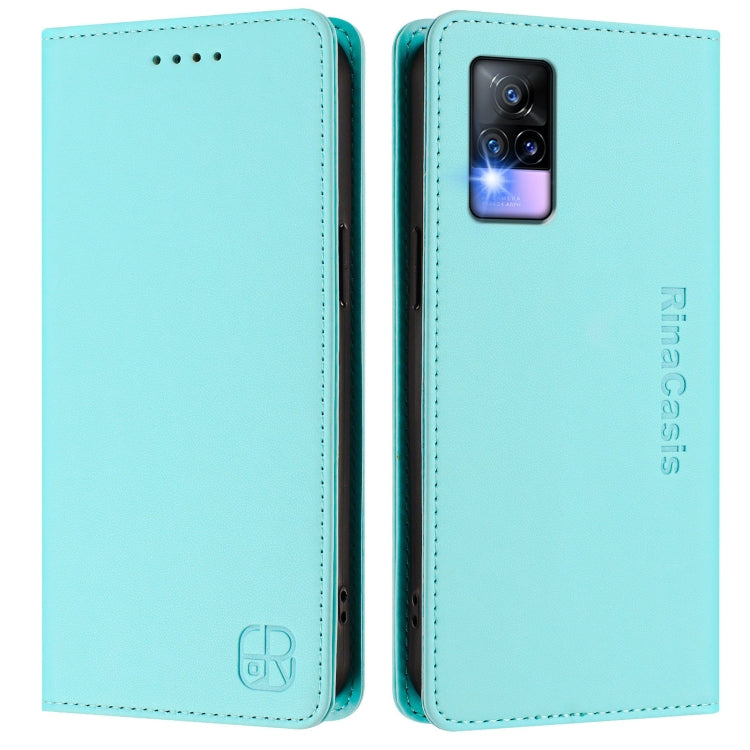 For vivo V20 / V21e 4G / Y73 2021 RC01 Dual-Folded Magnetic Suction RFID Leather Phone Case