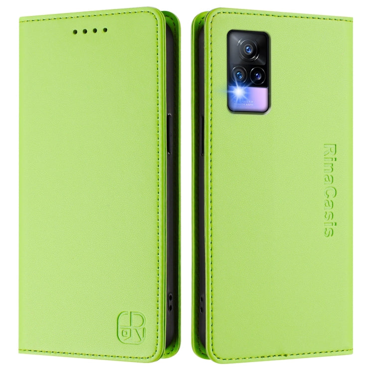 For vivo V20 / V21e 4G / Y73 2021 RC01 Dual-Folded Magnetic Suction RFID Leather Phone Case