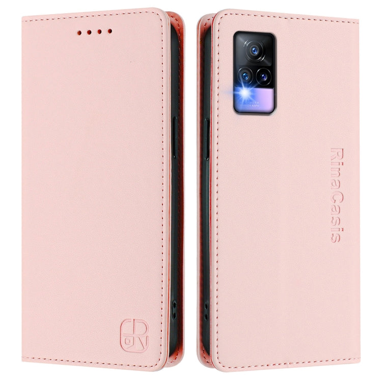For vivo V20 / V21e 4G / Y73 2021 RC01 Dual-Folded Magnetic Suction RFID Leather Phone Case